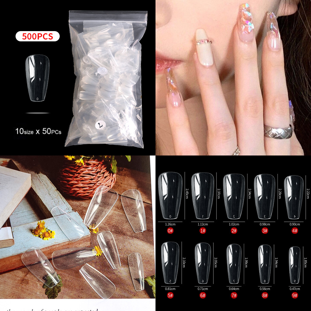 500 piezas de puntas de uñas blancas en una bolsa, varios estilos de uñas suaves sin pliegues, puntas de uñas transparentes, puntas de uñas especiales para uñas postizas. image 5