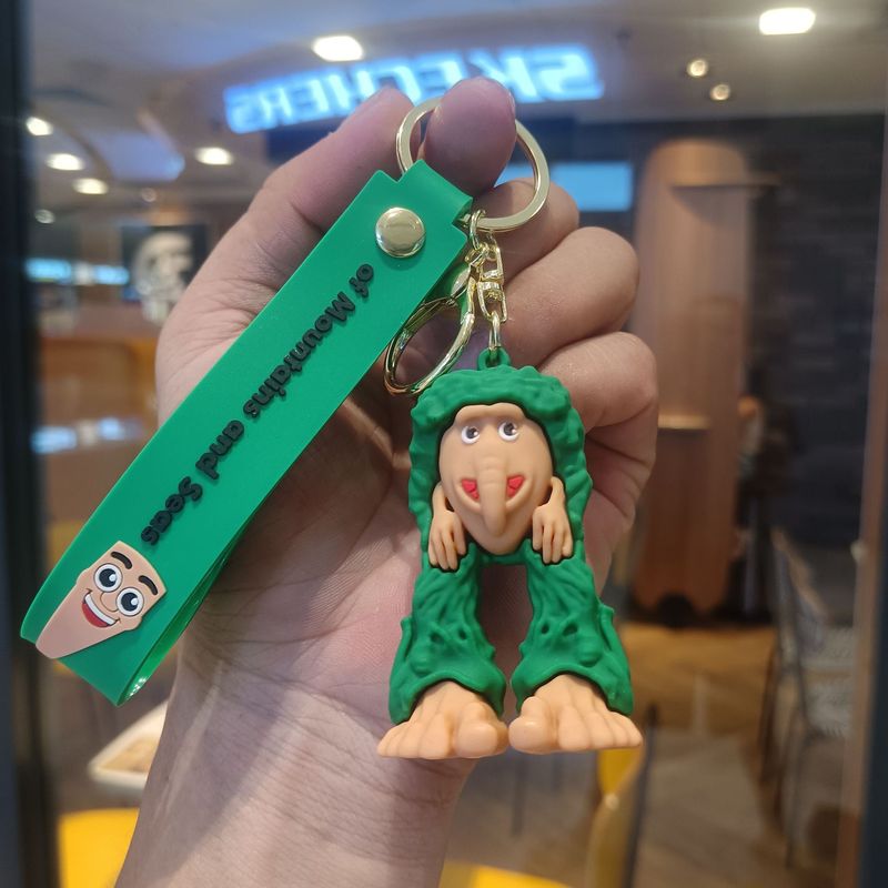 クリエイティブ漫画山と海の経典キーホルダーかわいい木の棒人間サメ海洋生物キーホルダーバッグペンダント卸売|undefined