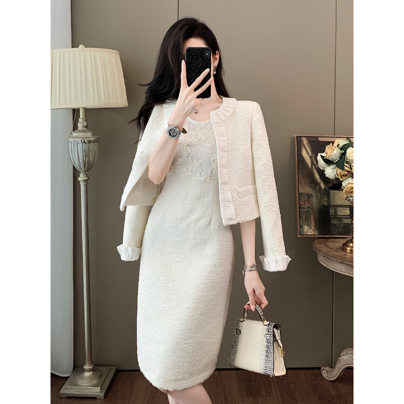 深圳南油秋套装女2025新款小香风外套高级感高端两件套裙子连衣裙|undefined