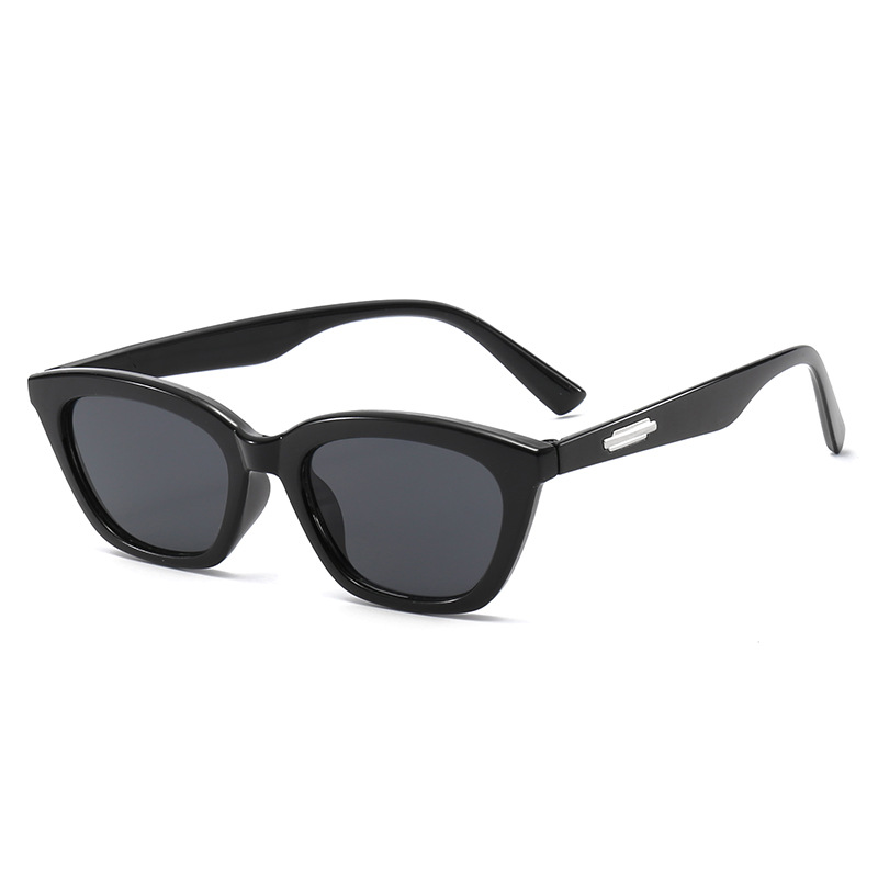 Gafas de sol personalizadas de montura estrecha negra para mujer, accesorios de inspiración tecnológica, moda europea y americana de alta gama, gafas de celebridades de internet, gafas de sol para tomar fotos.