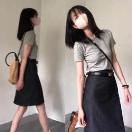 仅用于产品展示勿拍-牛仔半身裙女夏季新款高腰显瘦a字裙气质休闲