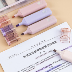 Flat fluorescent highlighter large capacity note-taking pen creative eye-care light color multi-color pen for emphasizing bullet journal pens