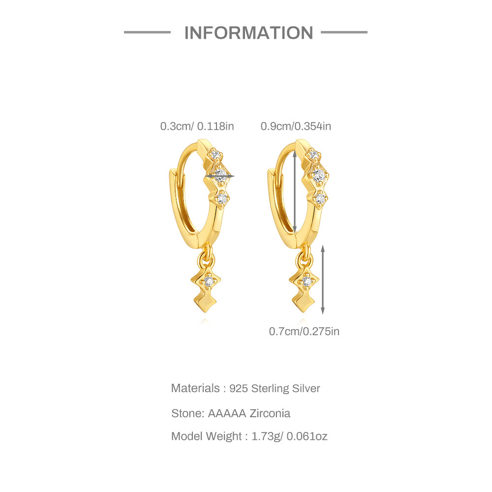 Drop Earrings Classification 1 Pair 925 Sterling Silver Zircon 925 Sterling Silver Earrings Geometric Drop Earrings
