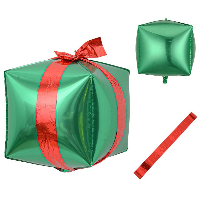 Globo de película de aluminio versión 4D, globo esférico cúbico de 32 pulgadas, caja de regalo de Navidad, globo de decoración de Año Nuevo image 7