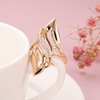 Trend zirconium, golden ring with stone, jewelry, European style, pink gold, suitable for import, wholesale