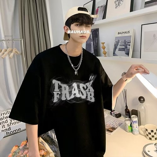 American heavyweight 260g pure cotton men's short-sleeve T-shirt summer trend brand casual versatile loose white men's top