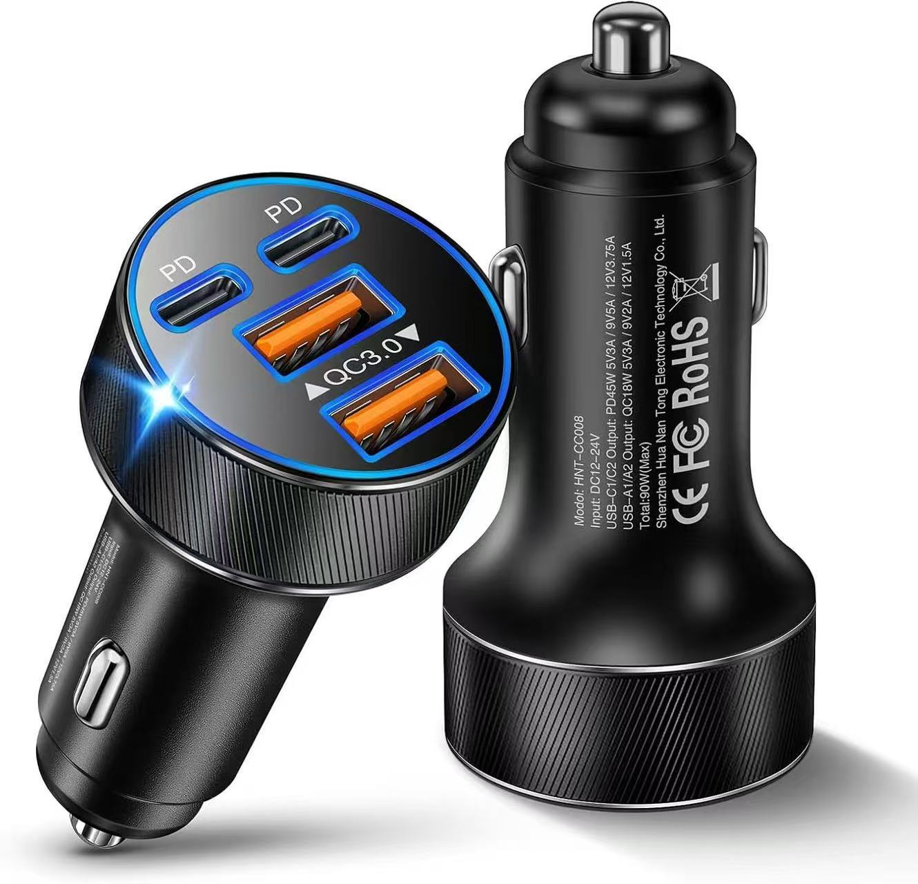 New Car Charger Fast Charging Pd45W Metal Car Charger Multifunctional Super Fast Charging Dual Qc30 Car Charger Manufacturer