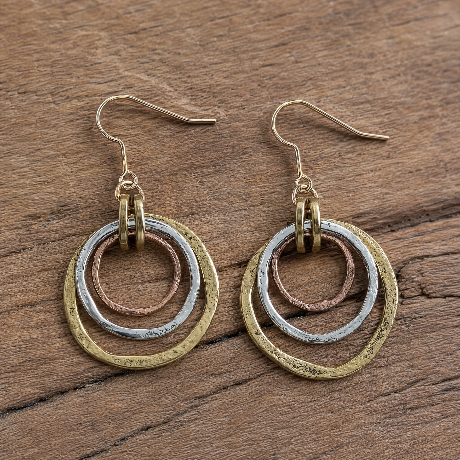 Amazon cross-border fashion retro bohemian vintage high-end round triple hoop hook earrings for women