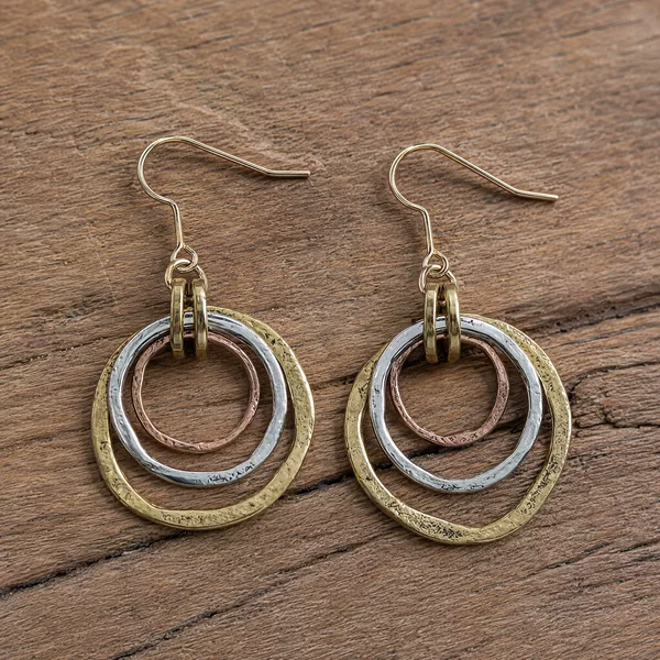 Amazon cross-border fashion retro bohemian vintage high-end round triple hoop hook earrings for women