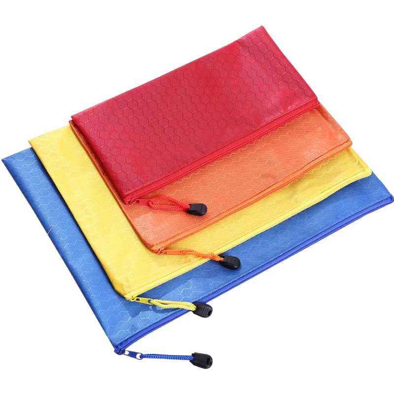 A4 bolsa de cremallera portátil logotipo imprimible patrón de fútbol Oxford bolsa de archivo de tela de color impermeable engrosada BOLSA DE INFORMACIÓN papelería