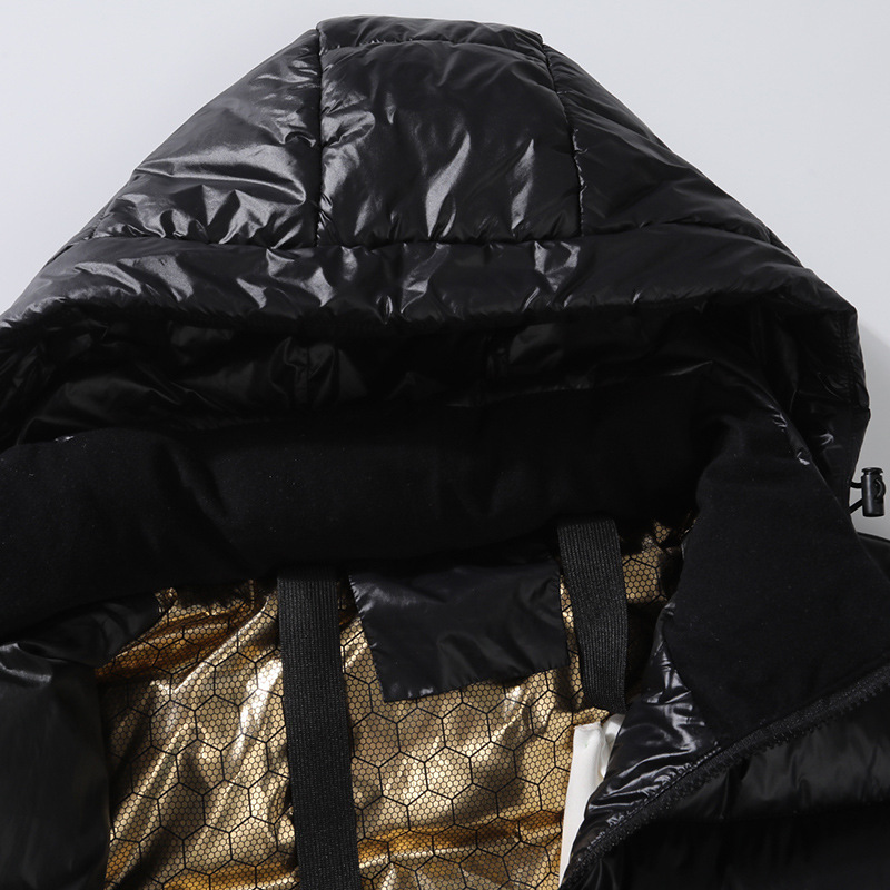 Transfronterizos de algodón negro oro hombre invierno engrosado chaqueta de algodón 2024 nuevo algodón con capuz chaqueta de pan hombre chaqueta de hombre