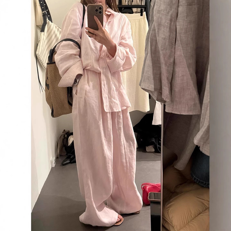 Korean Style Ootd Outfit, a Complete Set of Lazy Style, Age-Reducing Fashion Shirts, Tops for Women, Spring Casual Versatile Wide-Leg Pants Korean Style Ootd Outfit, a Complete Set of Lazy Style, Age-Reducing Fashion Shirts, Tops for Women, Spring Casual Versatile Wide-Leg Pants