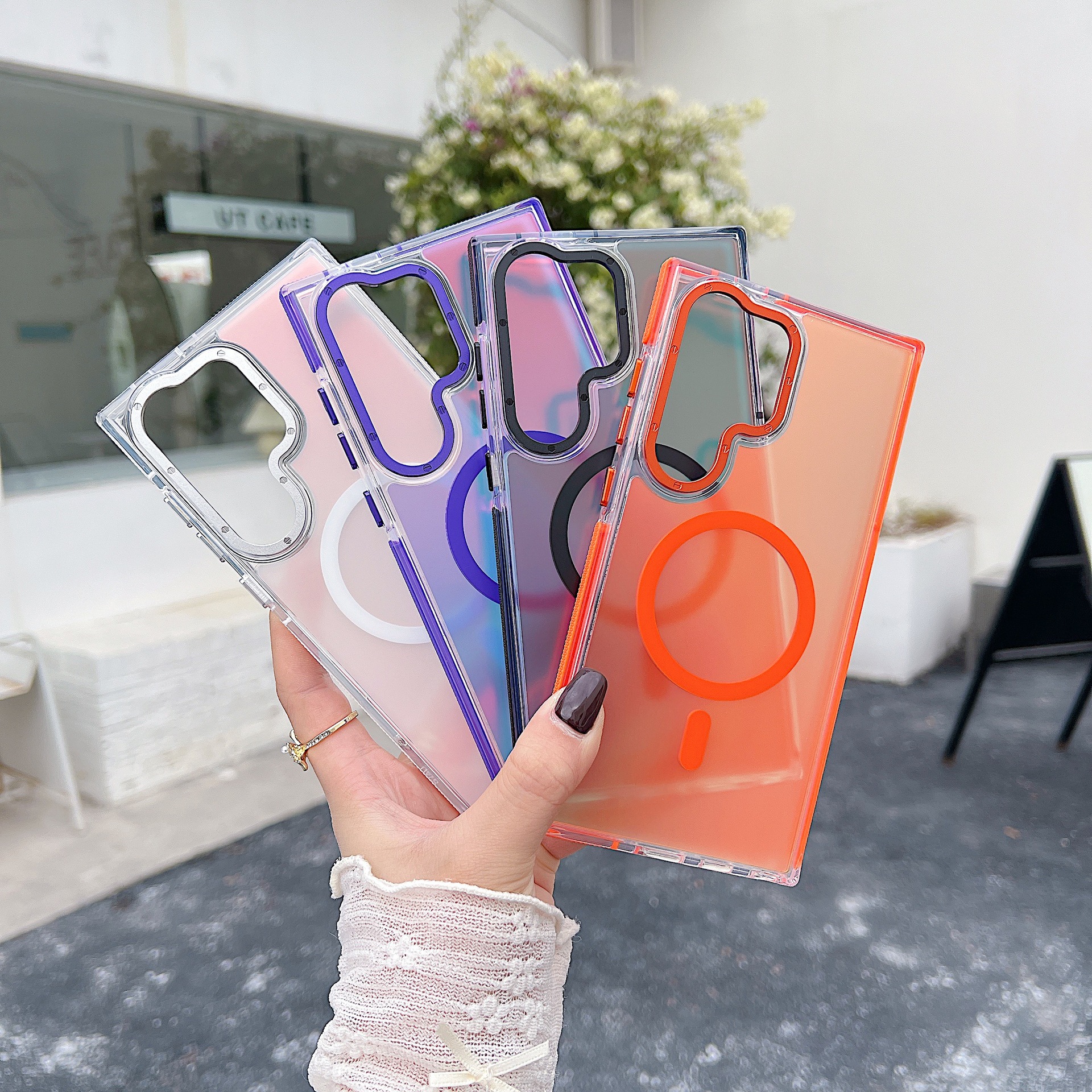 Two-color mobile phone case for Samsung S25 ULTRA colorful hardware magnetic A55 A06 all-inclusive super drop-proof