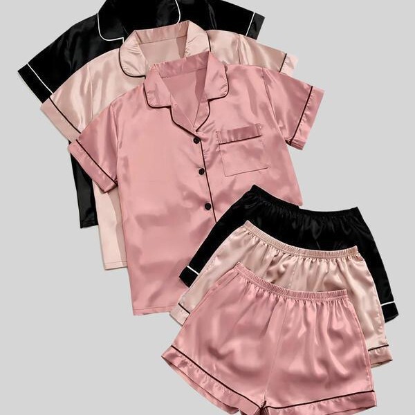 Cross-Border In-Stock New Women's Loungewear Dropshipping on Aliexpress and Amazon, Women's Solid Color Satin Pajamas, German Tk Velvet Cross-Border In-Stock New Women's Loungewear Dropshipping on Aliexpress and Amazon, Women's Solid Color Satin Pajamas, German Tk Velvet