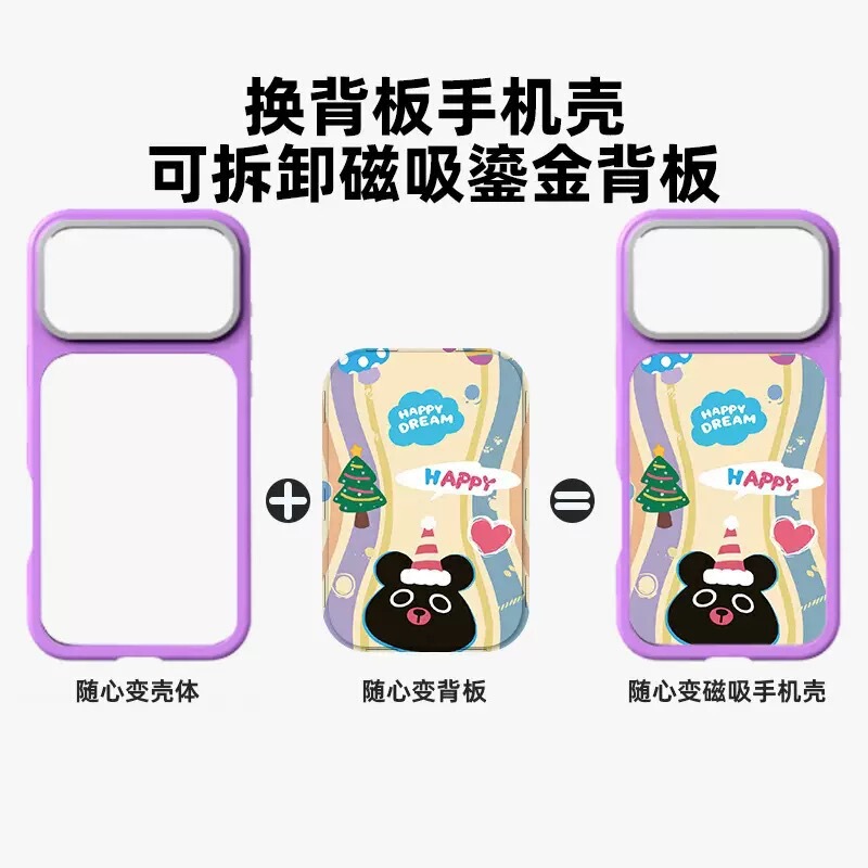Detachable Mobile Phone Case Magnetic Back Panel Suitable for Apple Series Iphone17 Personalized DIY Mobile Phone Case