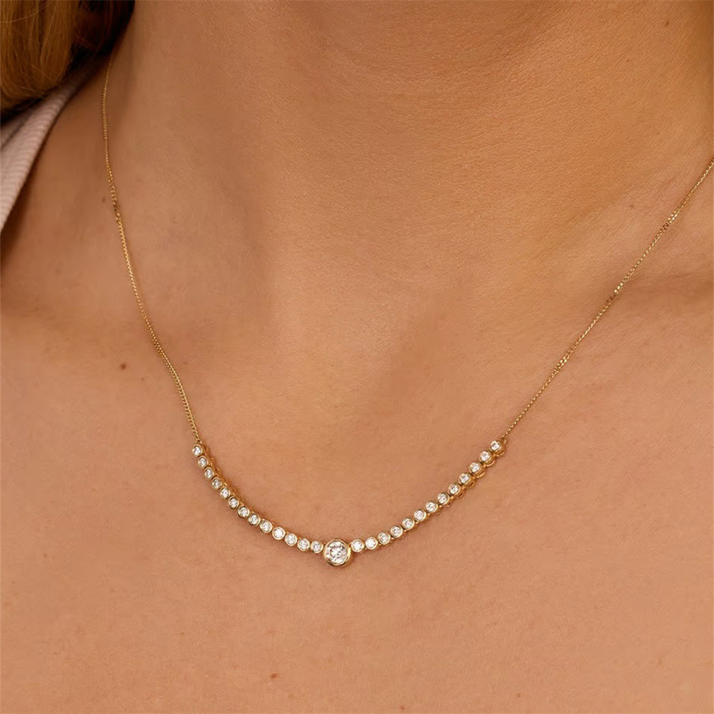cable chain Chain Type Holiday, Daily Occasion 925 Sterling Silver Geometric Zircon 925 Sterling Silver Cable Chain Pendant Necklace