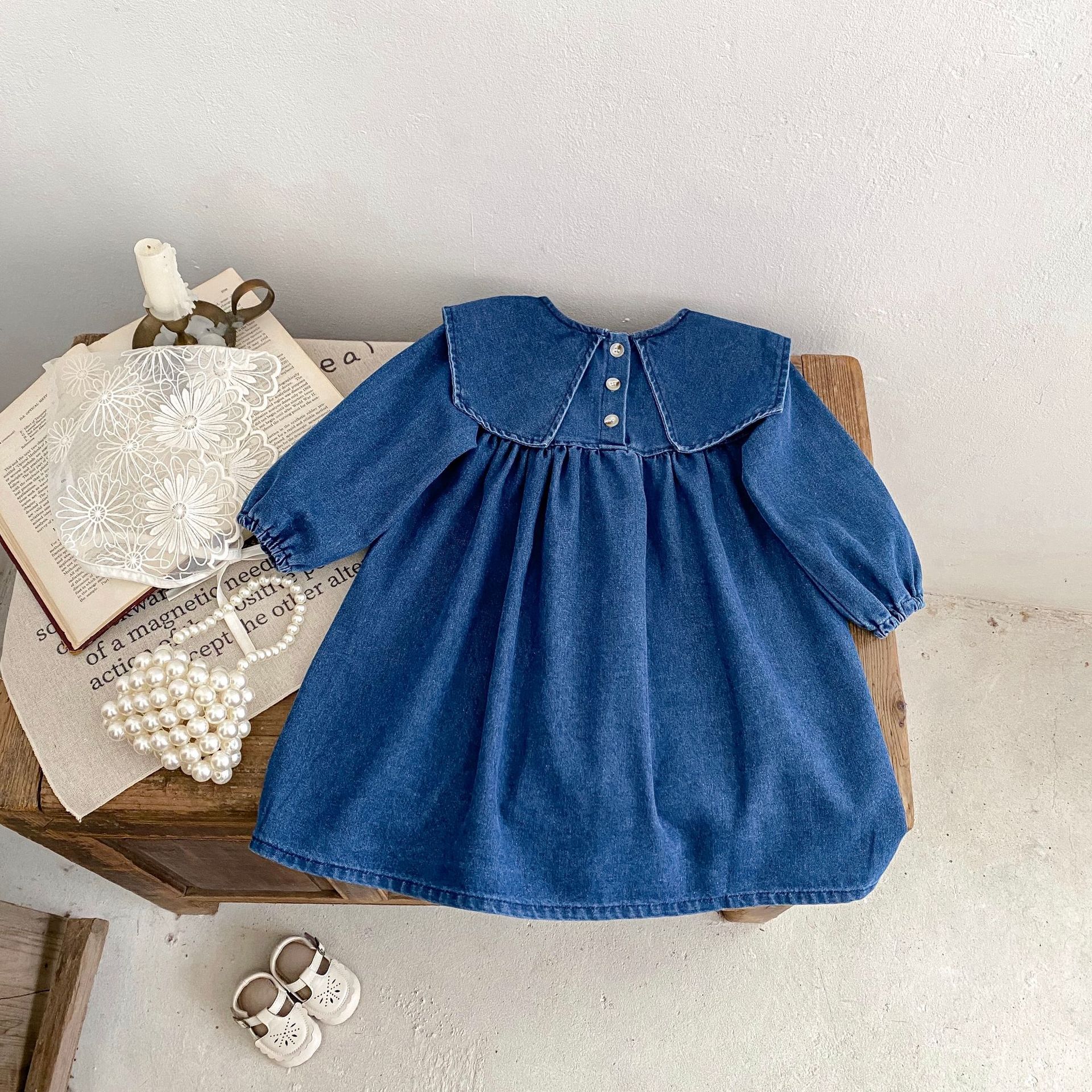 Jesenske kavbojke za dojenčke Ins2024, sestre, ljubke, nosijo velike reverje in krilo_voghion.com