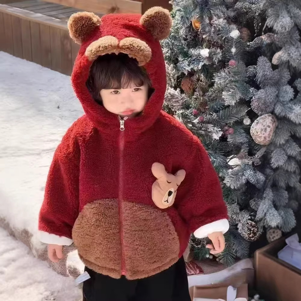 儿童拜年服冬季保暖宝宝外套男女童冬款加绒加厚毛毛衣冬装棉衣潮