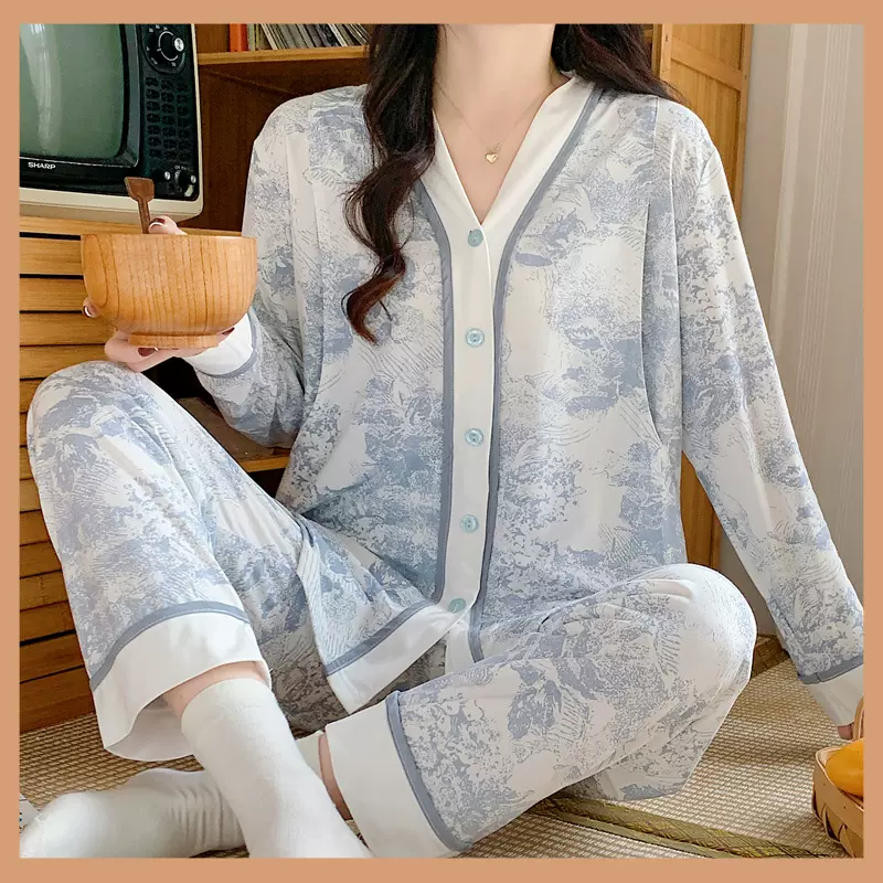 月子服夏季莫代尔睡衣孕妇装春季孕妇套装纯棉夏天外穿全棉哺乳衣