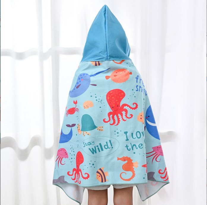 Toallas de baño de cuatro estaciones capa de niños absorción rápida secado grueso buckle diseño natación toalla de baño impresa portátil toalla de baño