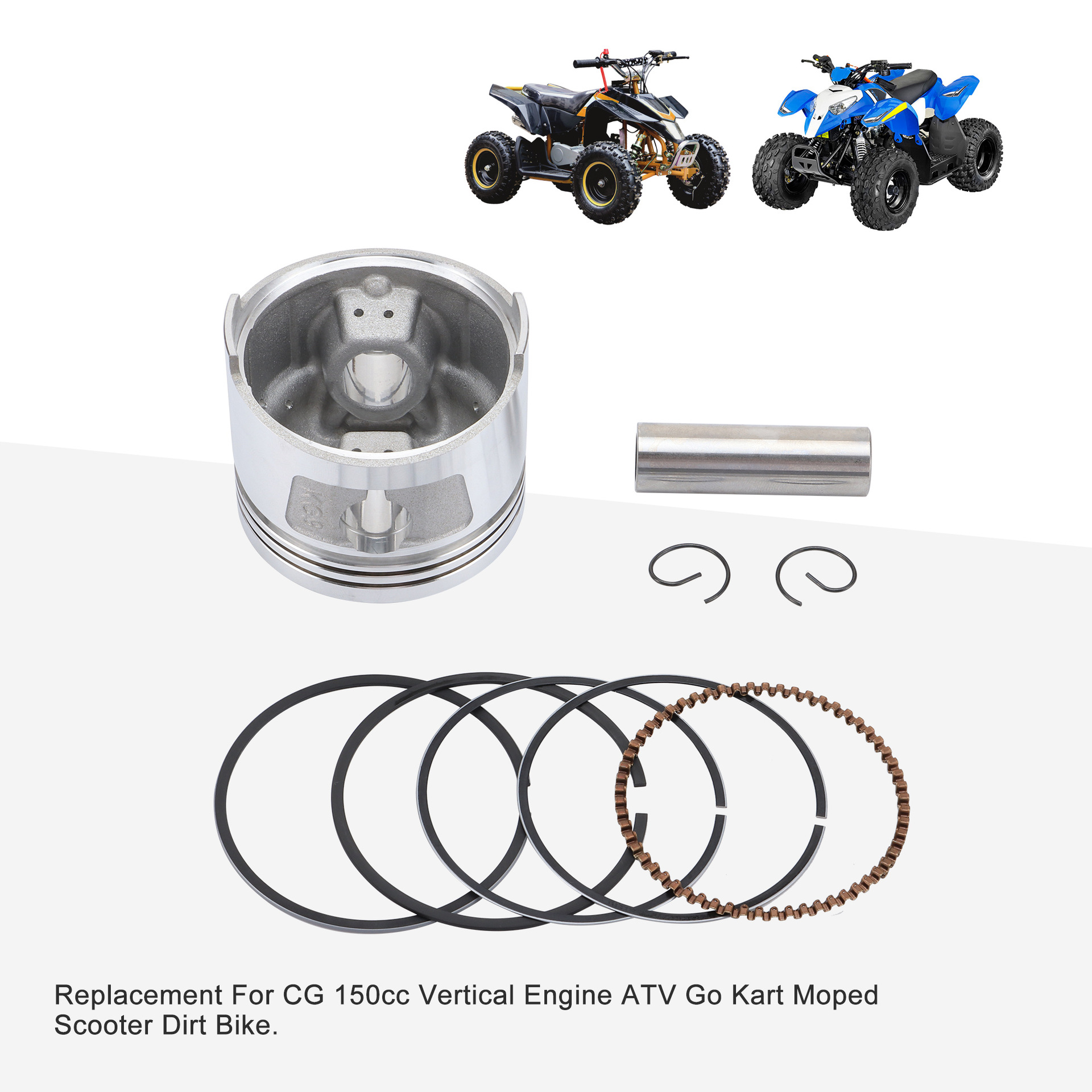 GOOFIT 62mm piston valve 15mm pin ring spring parts suit kit fit CG 150cc go kart