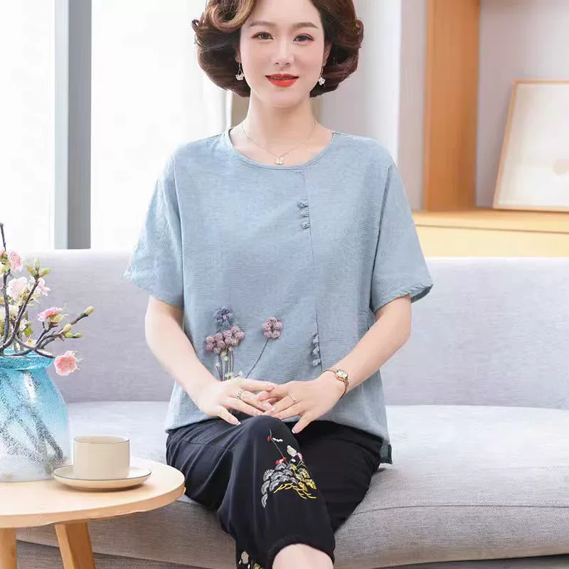 Бабушка летняя рубашка с короткими рукавами женская средняя и пожилая