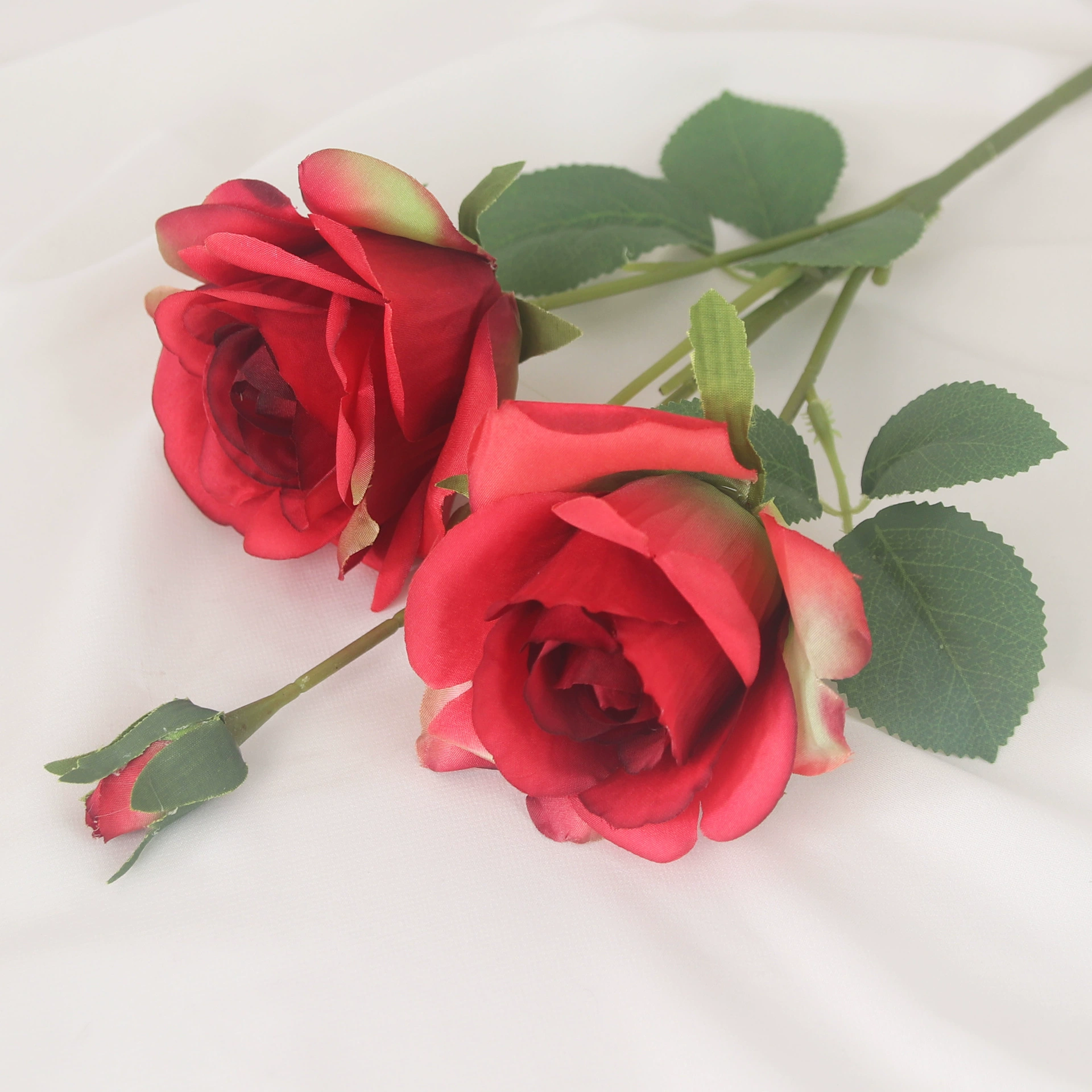 百花邦 Одно 3-головочная симуляция розовый букет для гостиной декор Новогоднее украшение свадебная искусственная цветами оптом