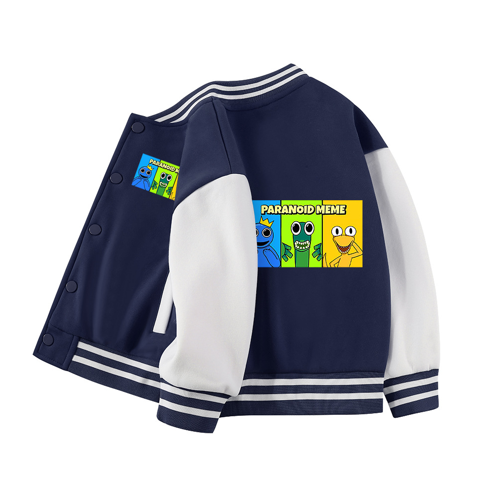 무지개 친구 소년 코트 2025 새로운 가을과 겨울 옷 어린이 느슨한 스포츠 어린이 서양식 야구 옷