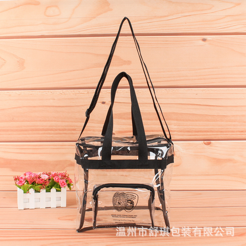 批发透明立体手提袋pvc服装购物袋化妆品礼品拉链塑料袋加印logo