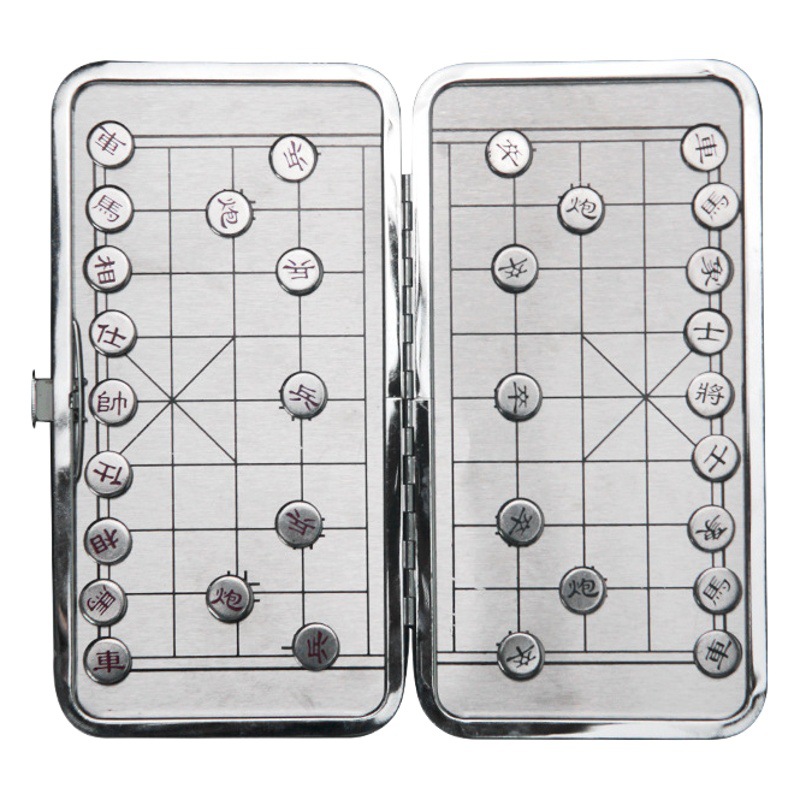 Factory wholesale magnet chess trumpet outdoor mini portable magnetic folding chess Chinese chess Stainless Steel chess