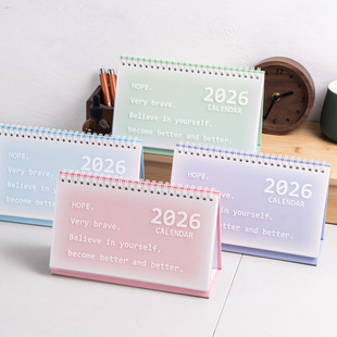 2026 New Model Desk Calendar Cross-Border Waterproof Coil Style Desk Calendar Korean Style Fresh In-Stock Wholesale Manufacturer Desk Calendar