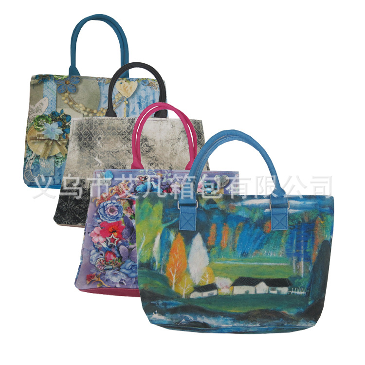 活性印花直喷数码印单肩手提包通用帆布女包帆布包欧美街头潮流包