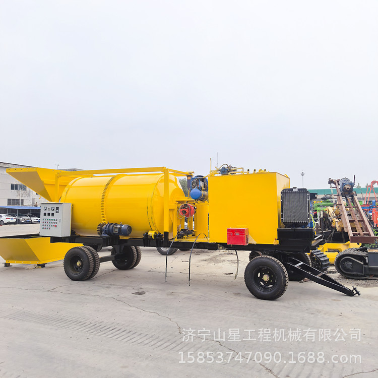 明火加热滚筒式沥青拌合机移动料仓加热搅拌罐公路修铺柏油炒料池