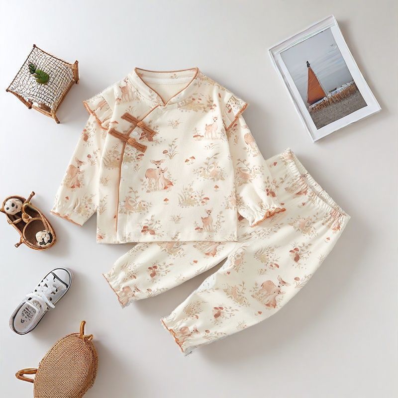 Primavera y verano para bebés, ropa casera de algodón, dos piezas, ropa de bebé, ropa de recién nacido.