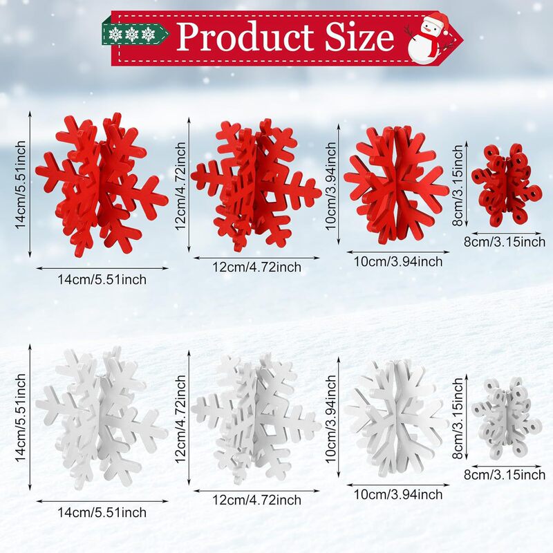 クリスマススノーフレーク木製オーナメントデスクトップレイヤードトレイパーティー装飾3Dスノーフレークスタンドセンターピース木製製品|undefined