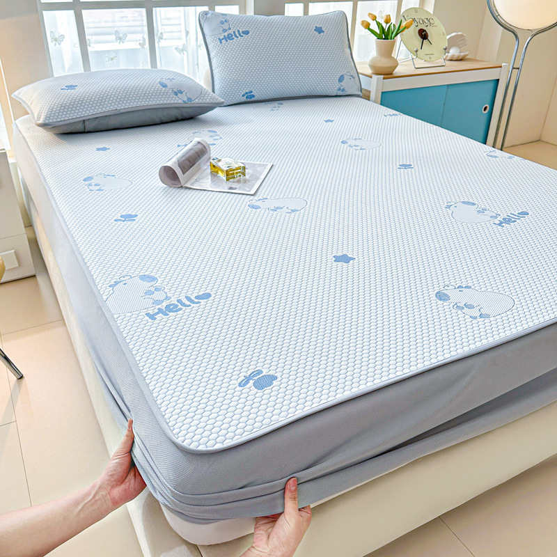 2025 nueva funda de cama Clase A funda de cama de seda de hielo funda protectora de colchón de verano de una sola pieza funda de cama de Doudou todo incluido de verano