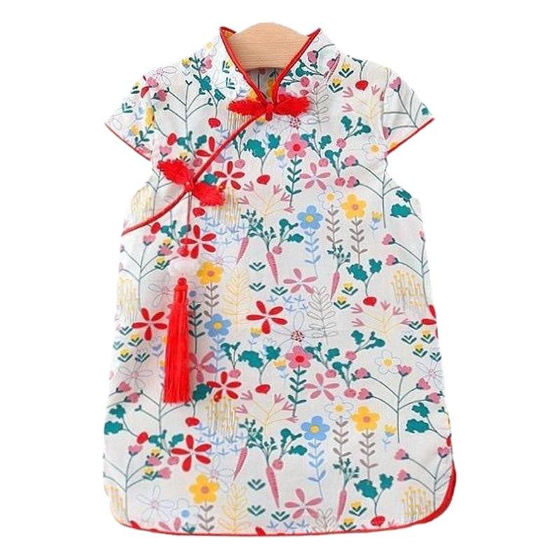 Ropa de los niños al por mayor cheongsam nuevo vestido pequeño niña estilo chino impreso niños vestido generación 1074 image 1
