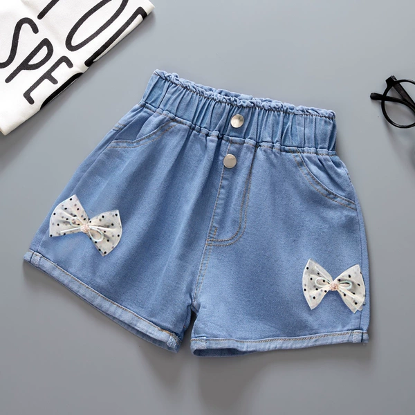 Black wave dot elastic shorts