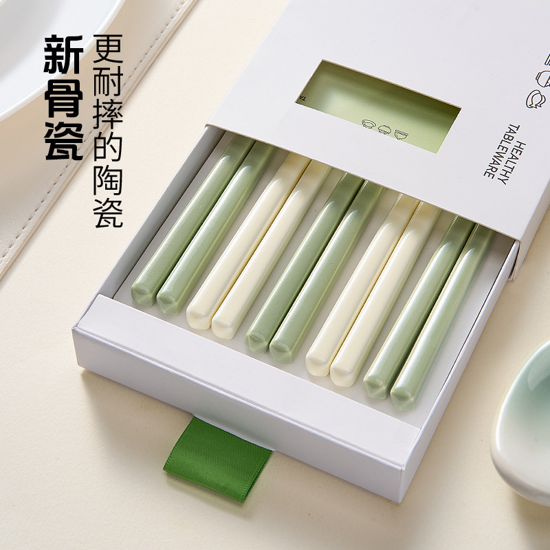 Ceramic Chopsticks, New Bone China, High-End, Mold-Resistant, High-Temperature Resistant, Light Luxury, Premium Feel, New Model, for Individual Use