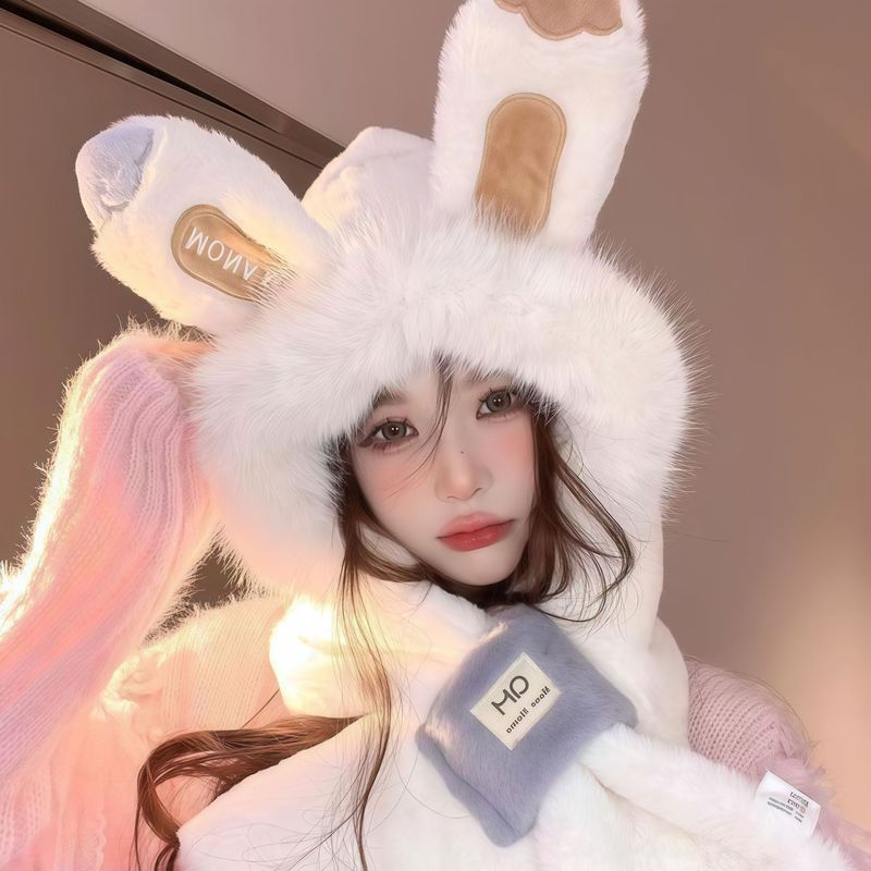 冬季新款可爱兔子耳朵毛绒帽子女冬季保暖护耳雷锋帽防寒滑雪帽子|undefined