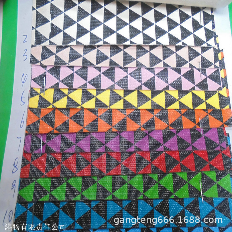 三角形几何 耐磨仿真皮 黑色网格子 菱形拼接堆积 皮革软包 三角