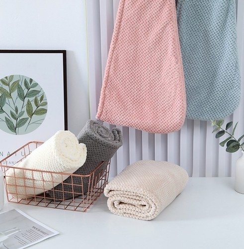 High-end Japanese pure color high-density coral velvet hair wash bag hair dry cap women hair hood hair dryer for women with dry speed, thick double pineapple pattern hair dryer hood