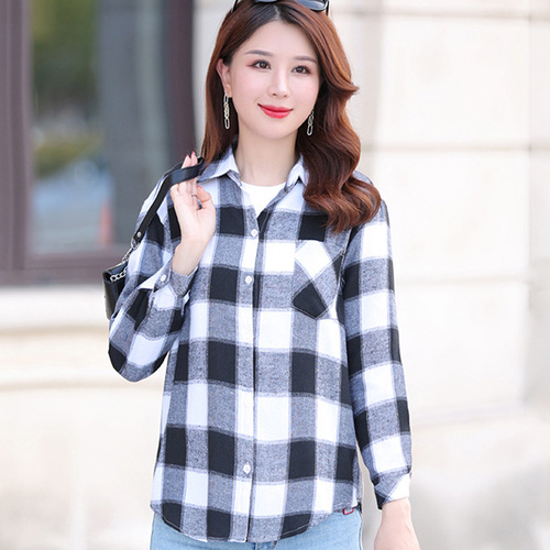 Spring New Collar Long-Sleeve Cotton Women's Shirt Fashion Slim Fit Versatile Women's Top Coat