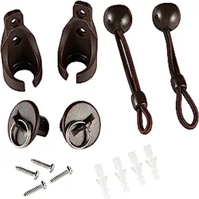 棕色防風彈簧球繩 捲簾固定掛繩底座堵頭 戶外彈簧繩窗簾繩鎖配件