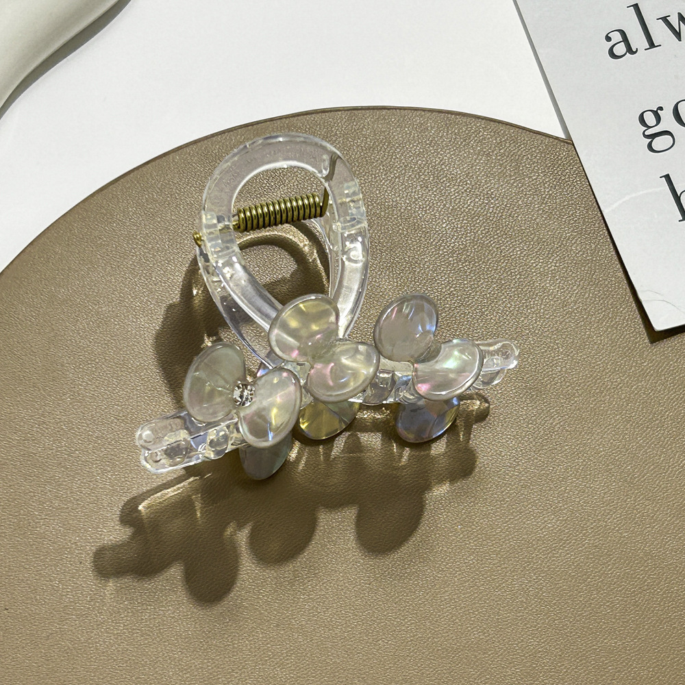 Flower clip two-petal flower shark clip children's hairpin Diamond-embedded plate hairpin medium hairpin temperament headdress hair accessories_voghion.com