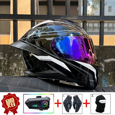 men and women, Bluetooth open-face helmet with – Motosiklet dəbilqələri - m-gray-track-colored-glasses-y10-bluetooth-headset