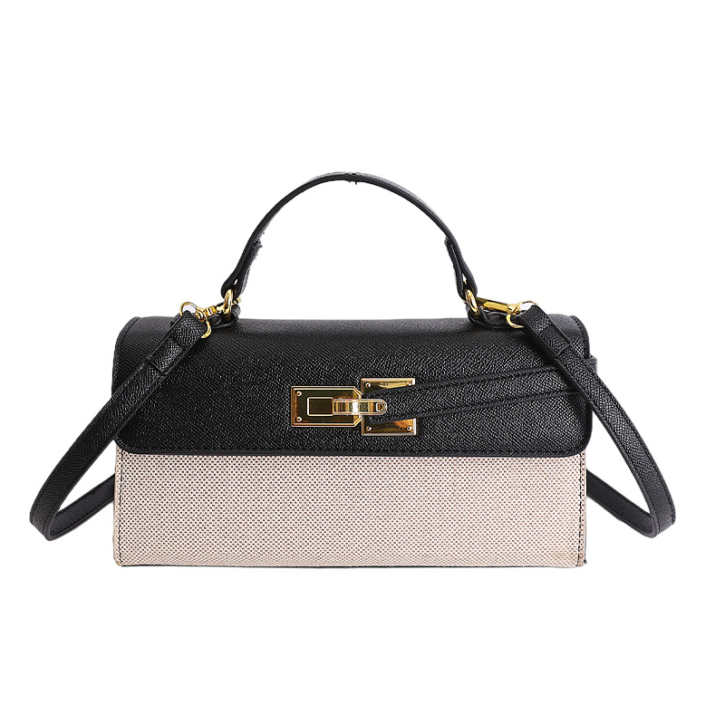 Bolso de mujer comercio exterior transfronterizo nuevo lienzo empalmado bolso de mano Kelly pequeño bolso de lujo lujoso alto ligero retro mochila