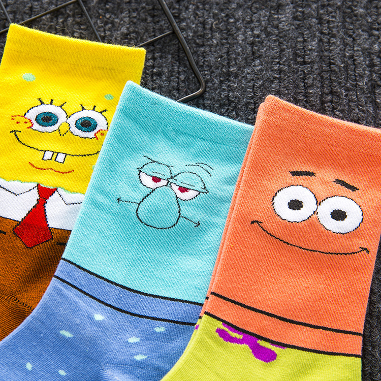 Owen 5 Spongebob Squarepants Socks Squidward Paida Star Long Barrel Egyptian Basketball Socks High Barrel Student Sports Tide Socks