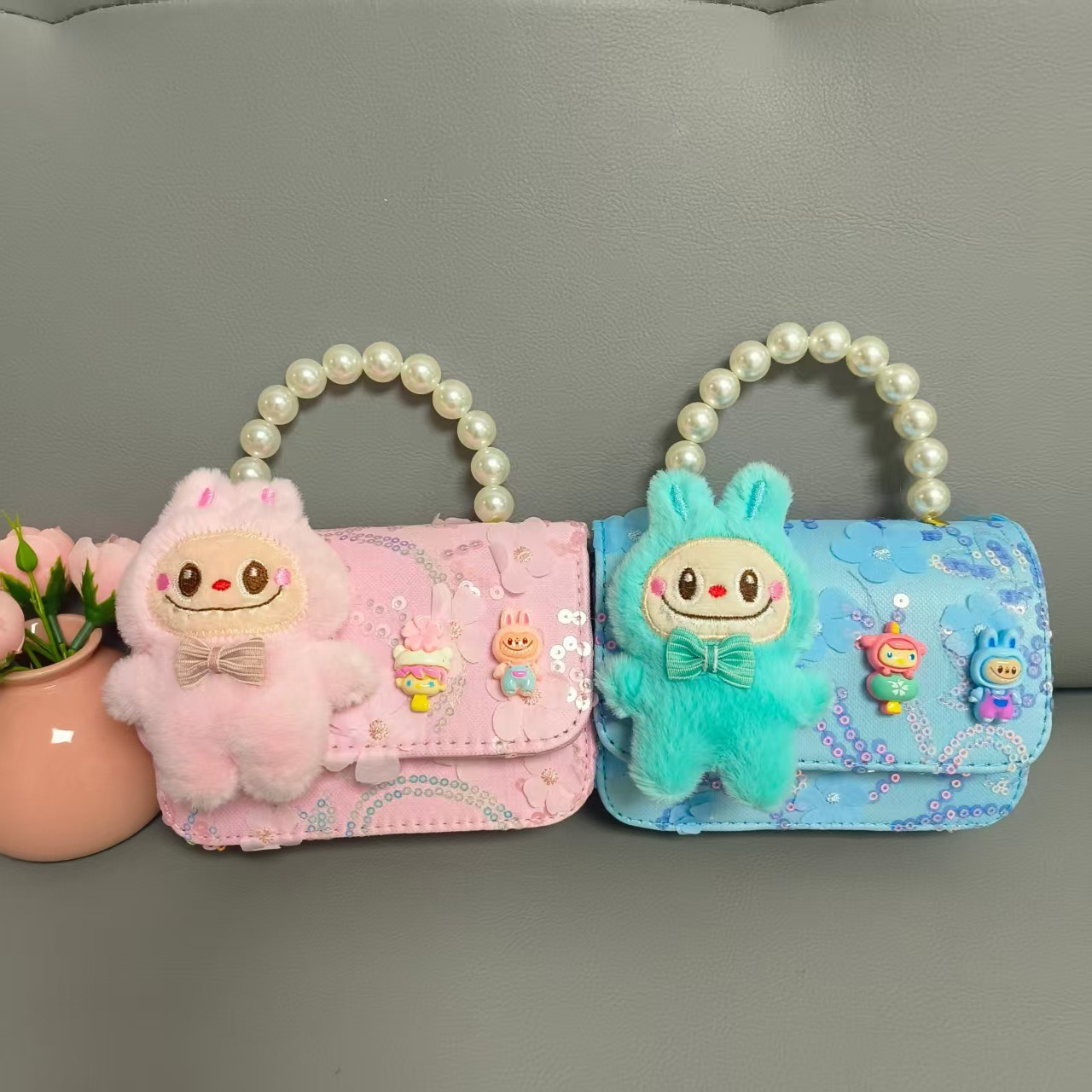 2025 nuevo bolso de perlas para niños bolso de cinturón con cuentas bolso de Año Nuevo para chicas bolso de muñecas accesorios bolso pequeño viento fragante