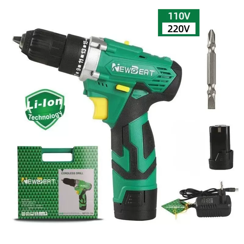 跨境爆款12V双速手电钻冲击电钻螺丝刀电钻家用锂电批发CE证书